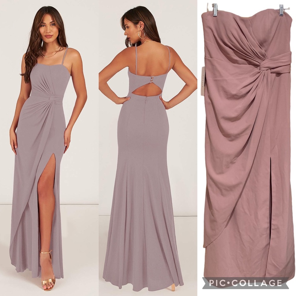 NWT AZAZIE Jacqueline Mermaid Sweetheart Neckline Crepe Dress Vintage Mauve - CS